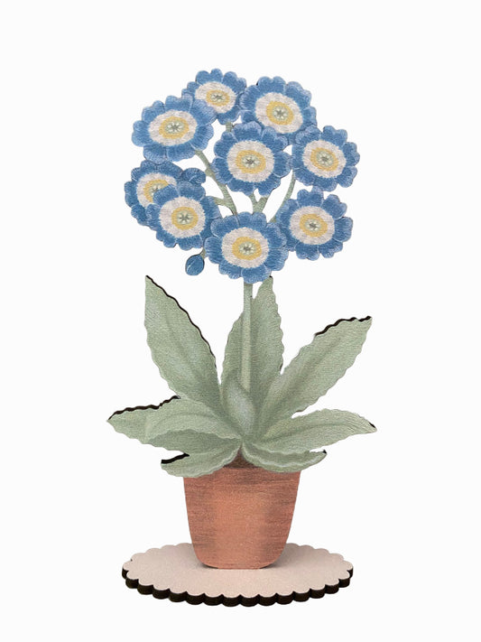 Blue Auricula  Wooden Mantle Ornament