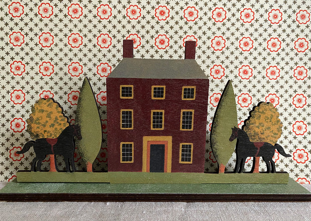 Autumn House  Wooden Mantle Ornament