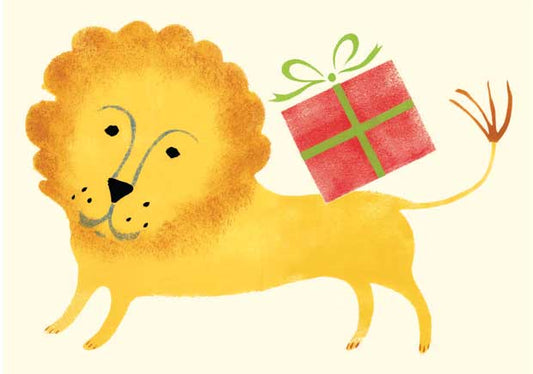 Lion with Gift Greetings Card