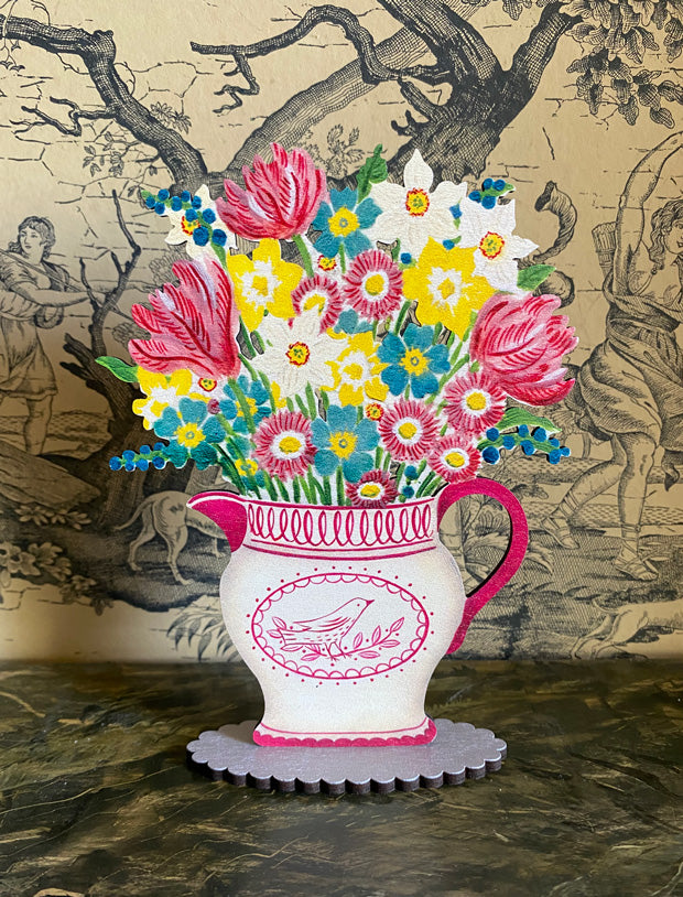 Easter Flower Jug Wooden Mantle Ornament