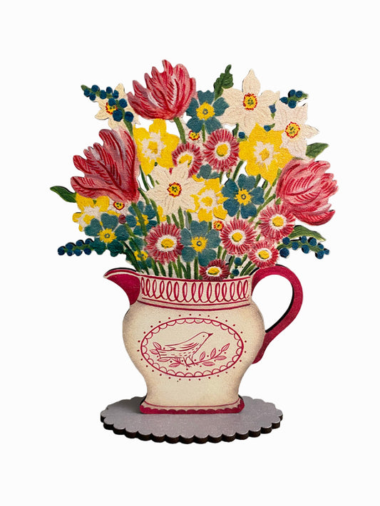 Easter Flower Jug  Wooden Mantle Ornament