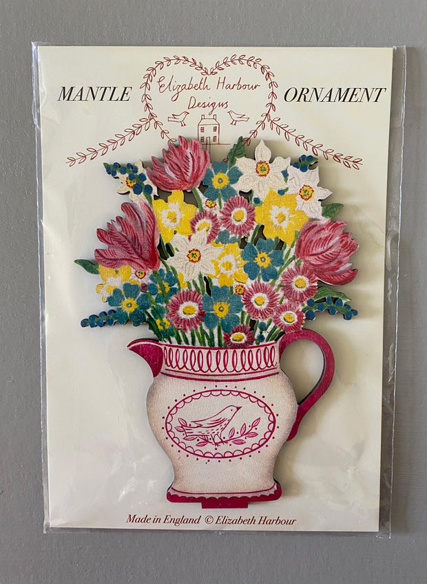 Easter Flower Jug Wooden Mantle Ornament