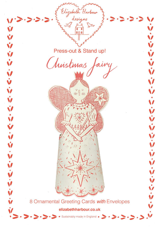 Pack of 8 Press-Out Stand-Up Christmas Fairy Greetings Cards