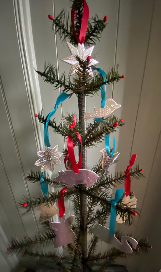 Ten Embossed & Foiled Pop-Out Double-Sided Card, Christmas Decorations with Ribbons by Elizabeth Harbour