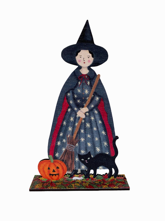 Halloween Witch  Wooden Mantle Ornament