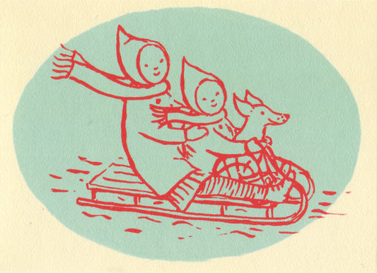 Sledging Christmas Cards (Pack Of 4)