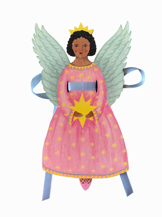 Christmas Star Angel Wooden Tree Topper