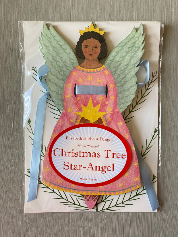 Christmas Star Angel Wooden Tree Topper