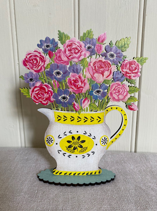 Yellow Jug Wooden Mantle Ornament