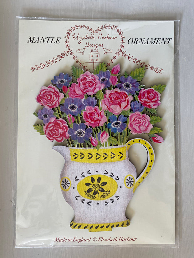 Yellow Jug Wooden Mantle Ornament