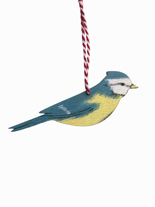 Blue Tit Wooden Hanging Decoration