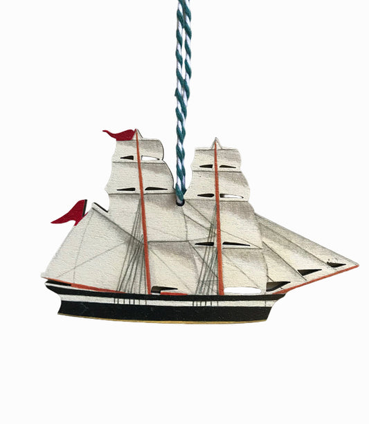 Clipper Ship Wooden Hanging Decoration