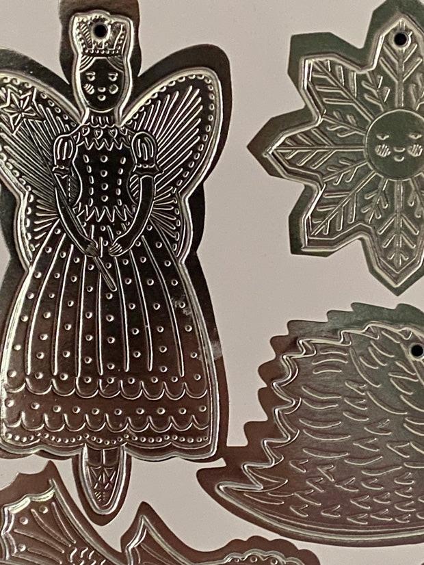 Ten Embossed & Foiled Pop-Out Double-Sided Card, Christmas Decorations with Ribbons by Elizabeth Harbour