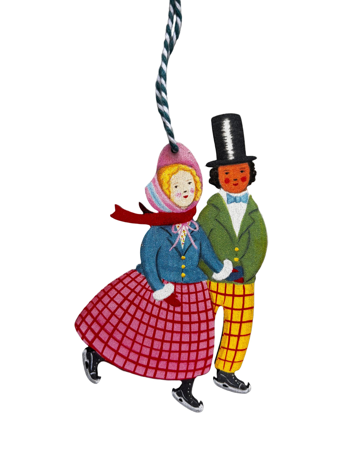 Ice Skaters Wooden Hanging Decoration
