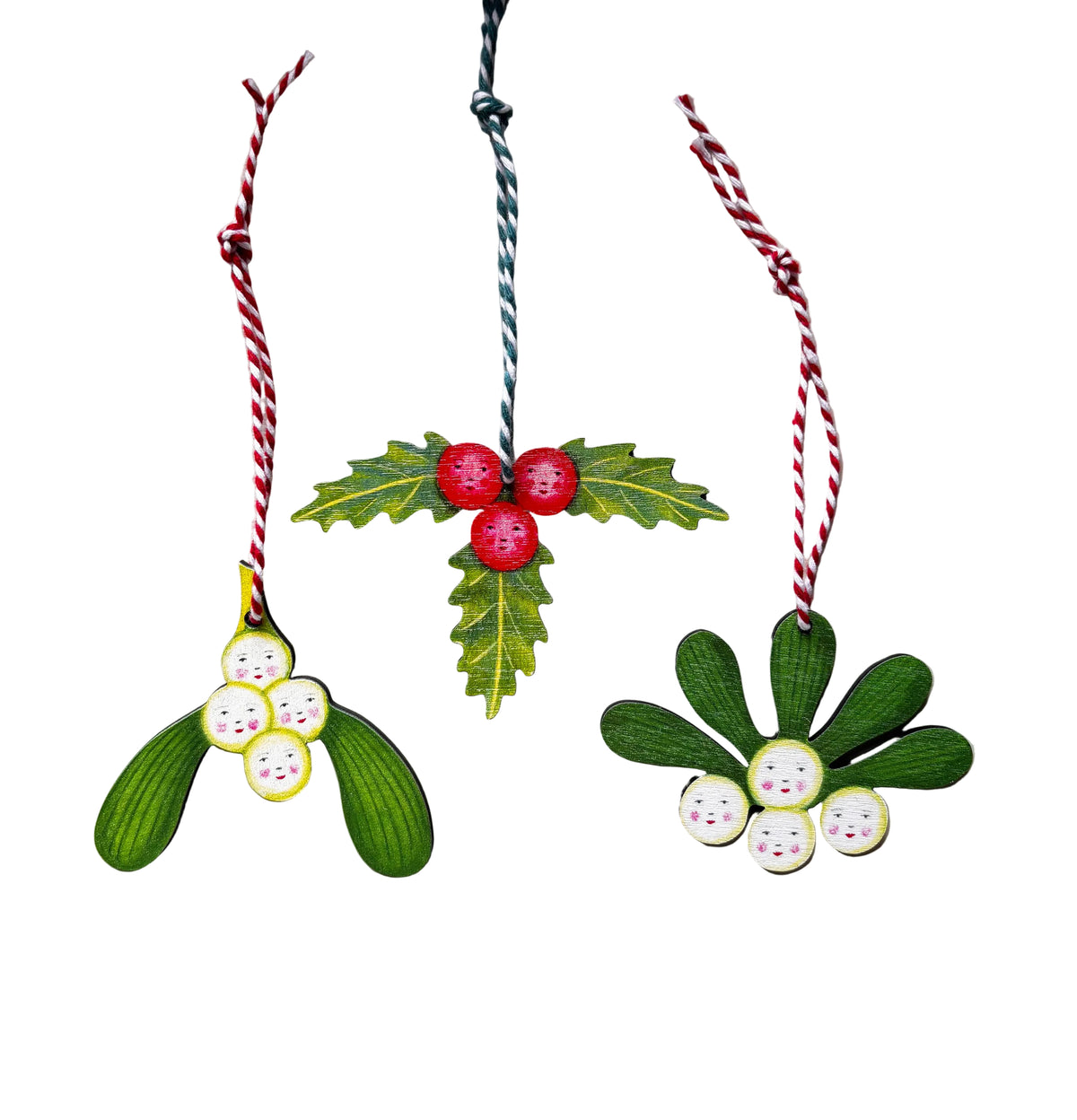 Mistletoe and Holly Collection Hanging Decorations