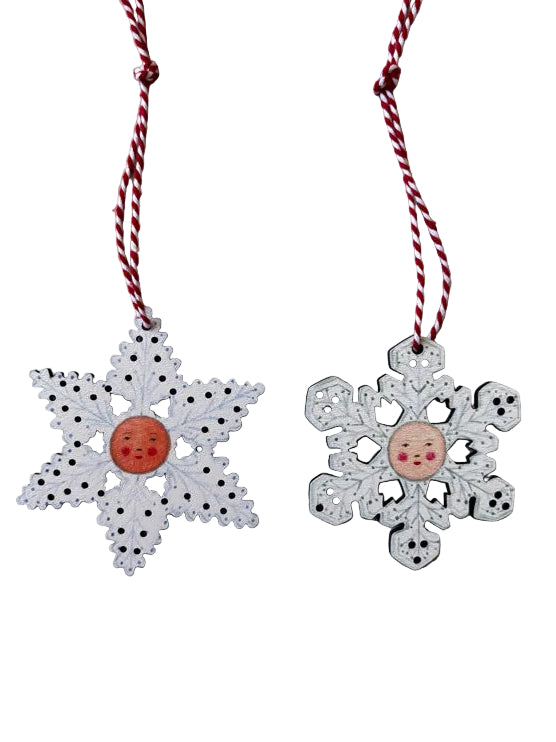 Snow and Frost Flake Hanging Decoration Duo