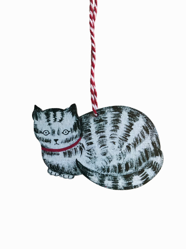 Tabby Cat Wooden Hanging Decoration