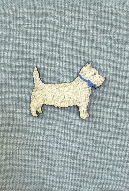 Lapel Pin-Brooch White Scottie Dog
