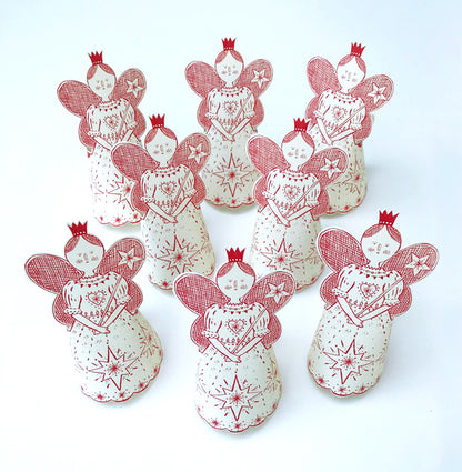Pack of 8 Press-Out Stand-Up Christmas Fairy Greetings Cards