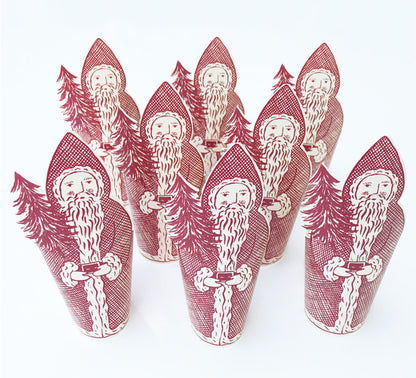 Pack Of 8 Press-Out Stand-Up Santa Claus Greetings Cards