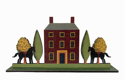 Autumn House  Wooden Mantle Ornament