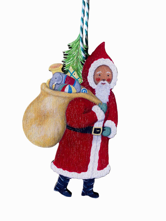 Father Christmas Wooden Hanging Decoration