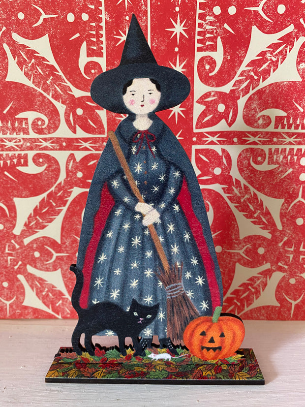 Halloween Witch  Wooden Mantle Ornament