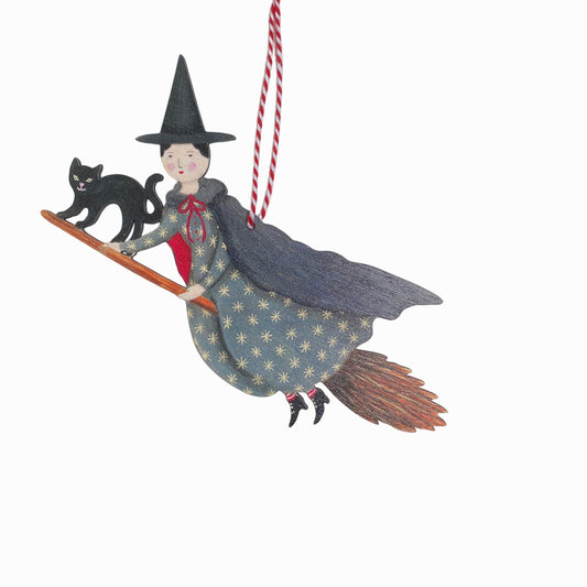 Large Flying Witch Hanging Decoration by Elizabeth Harbour