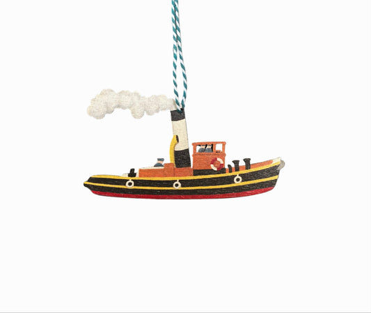 Tug Boat Wooden Hanging Decoration