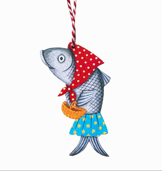 Madame Herring Wooden Hanging Decoration