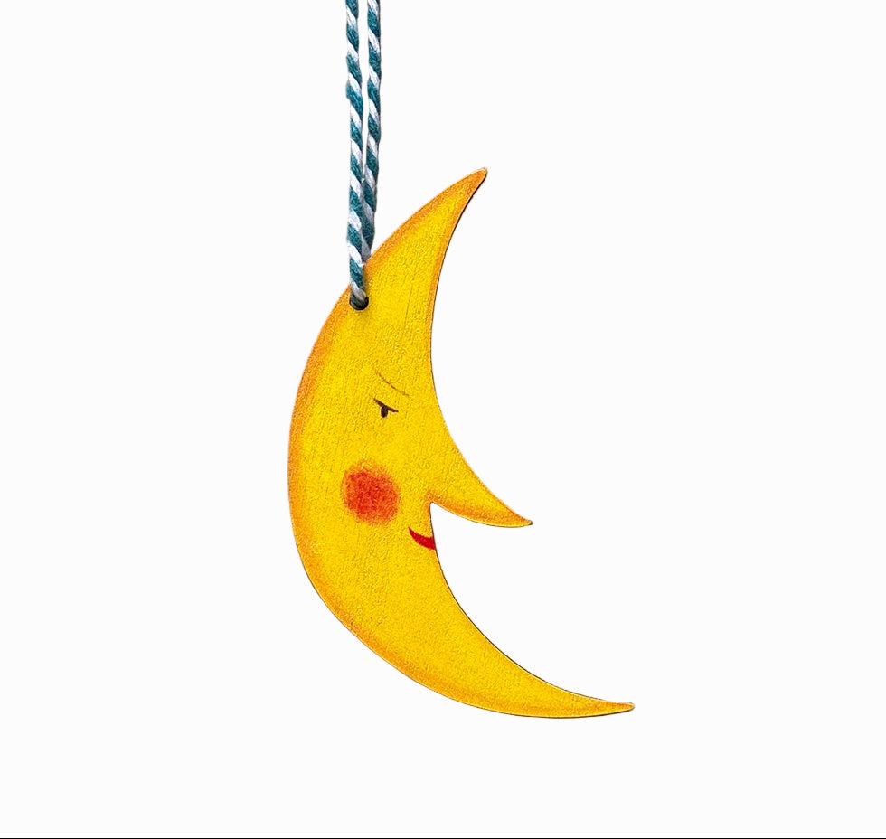 Midnight Moon Wooden Hanging Decoration