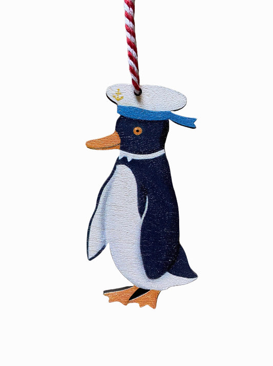 Mr Penguin Wooden Hanging Decoration