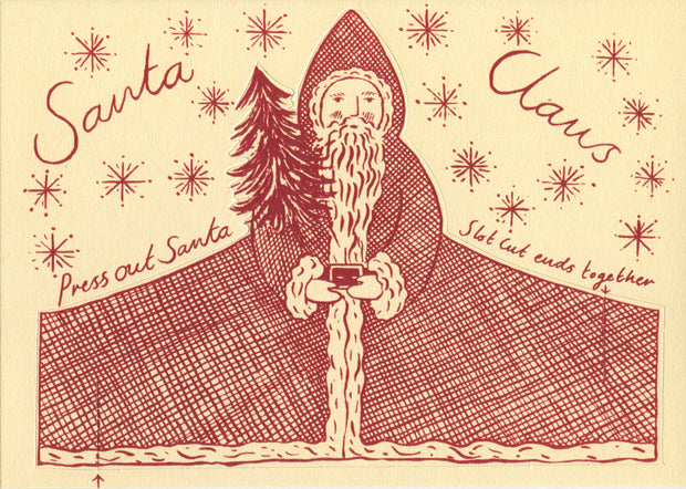 Pack Of 8 Press-Out Stand-Up Santa Claus Greetings Cards
