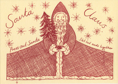 Pack Of 8 Press-Out Stand-Up Santa Claus Greetings Cards