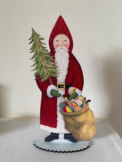 Santa Claus Wooden Mantle Ornament