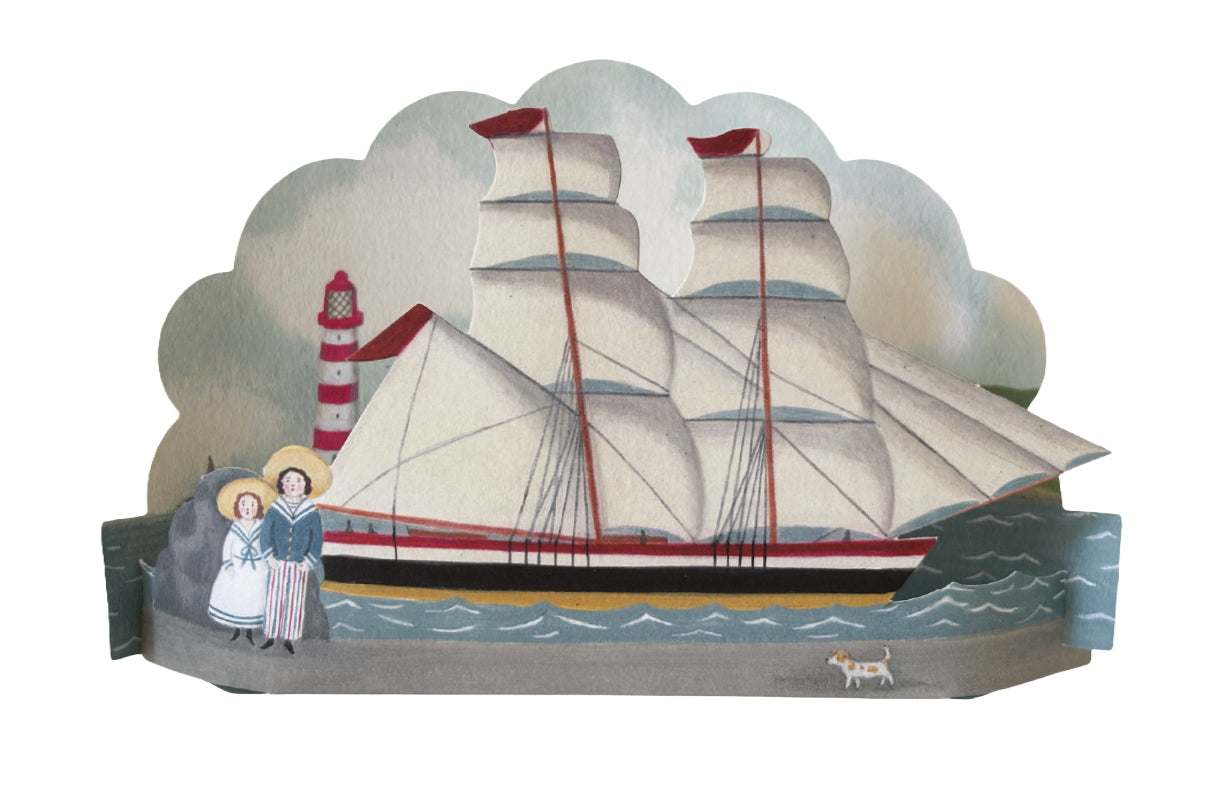 Ship in Sail Diorama Greetings Card