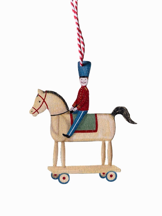 Soldier on a Toy Horse Wooden Hanging Decoration