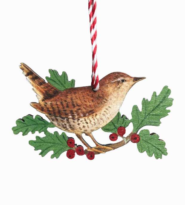 Jenny Wren Wooden Hanging Decoration