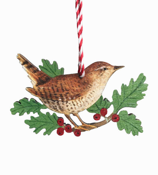 Jenny Wren Wooden Hanging Decoration