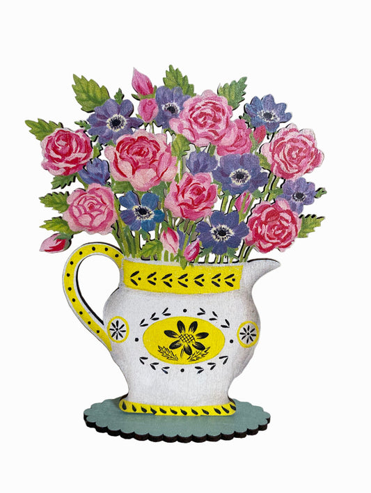 Yellow Jug  Wooden Mantle Ornament
