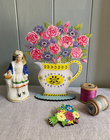 Yellow Jug  Wooden Mantle Ornament