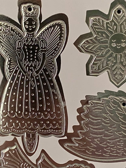 Ten Embossed & Foiled Pop-Out Double-Sided Card, Christmas Decorations with Ribbons by Elizabeth Harbour