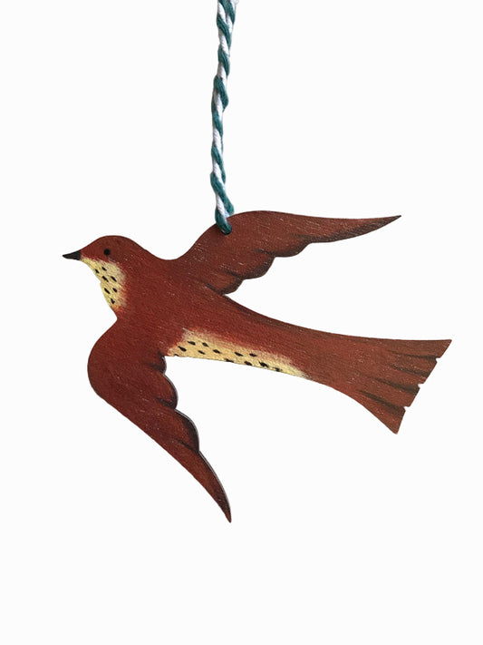 Flying Thrush Wooden Hanging Decoration