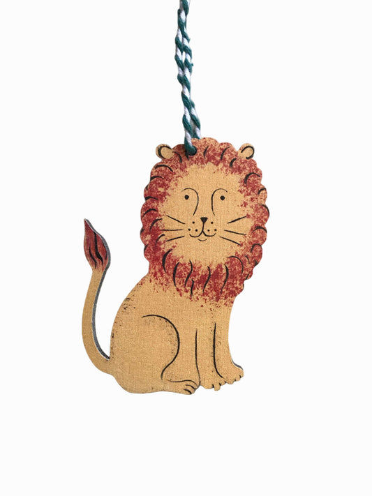 Friendly Lion Wooden Hanging Decoration