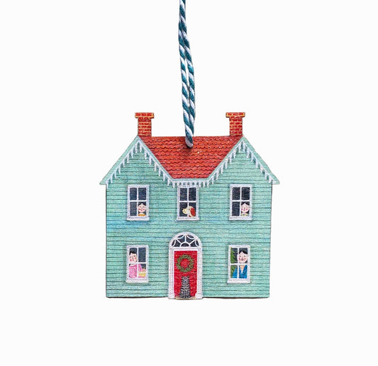Green Family House Wooden Hanging Decoration