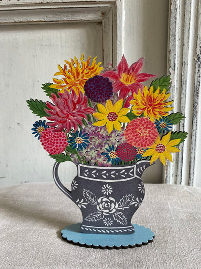 Grey Jug  Wooden Mantle Ornament