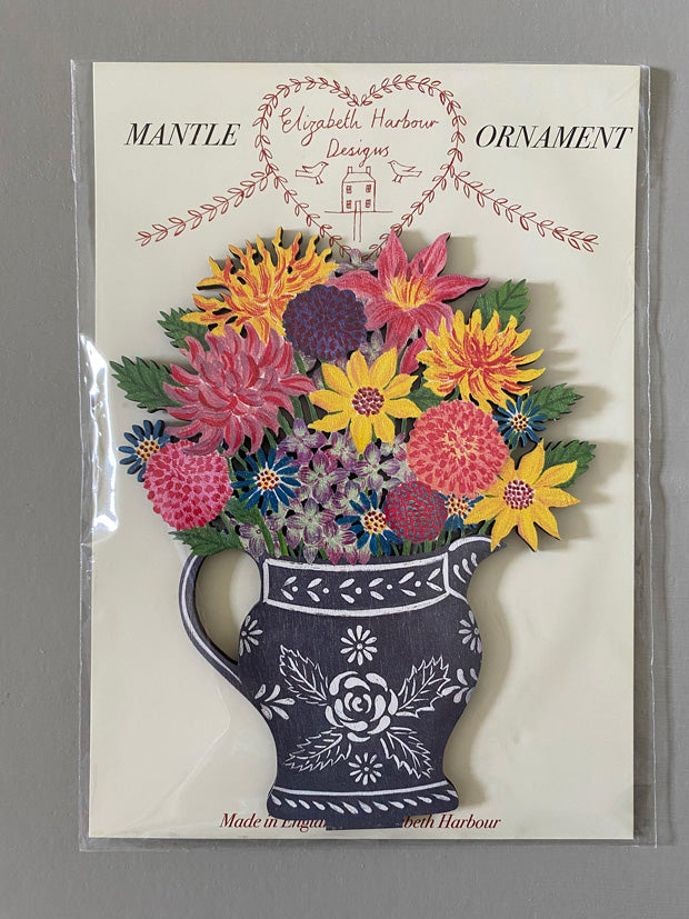 Grey Jug  Wooden Mantle Ornament