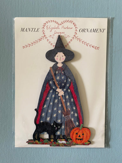 Halloween Witch  Wooden Mantle Ornament