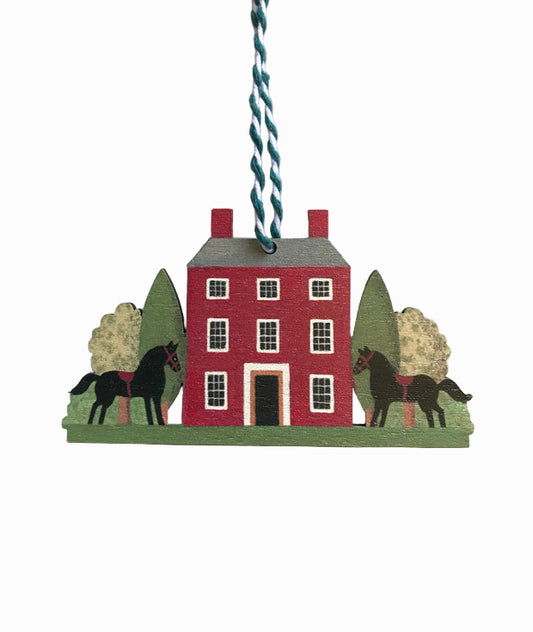 House with Horses Wooden Hanging Decoration