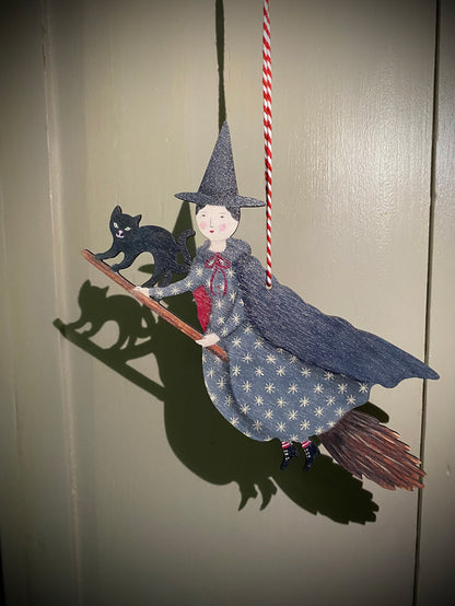 Large Flying Witch Hanging Decoration by Elizabeth Harbour